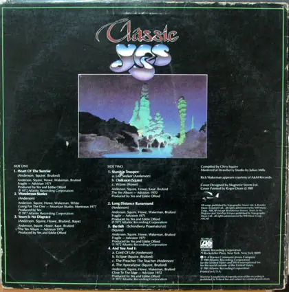 Yes - Classic Yes 뒷면