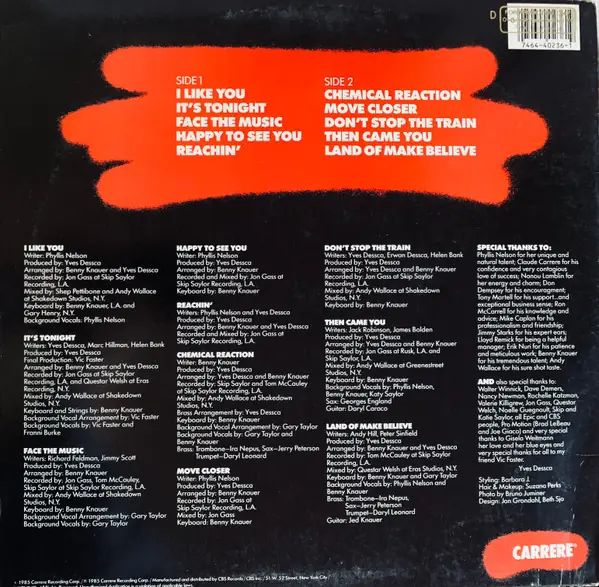 Phyllis Nelson - I Like You 뒷면