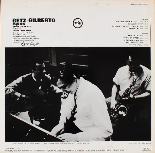 Stan Getz / João Gilberto / Antonio Carlos Jobim - Getz / Gilberto 뒷면