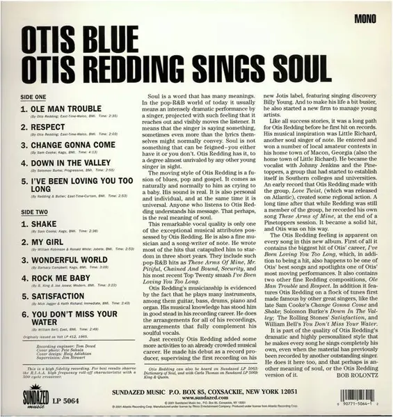 Otis Redding - Otis Blue / Otis Redding Sings Soul 뒷면