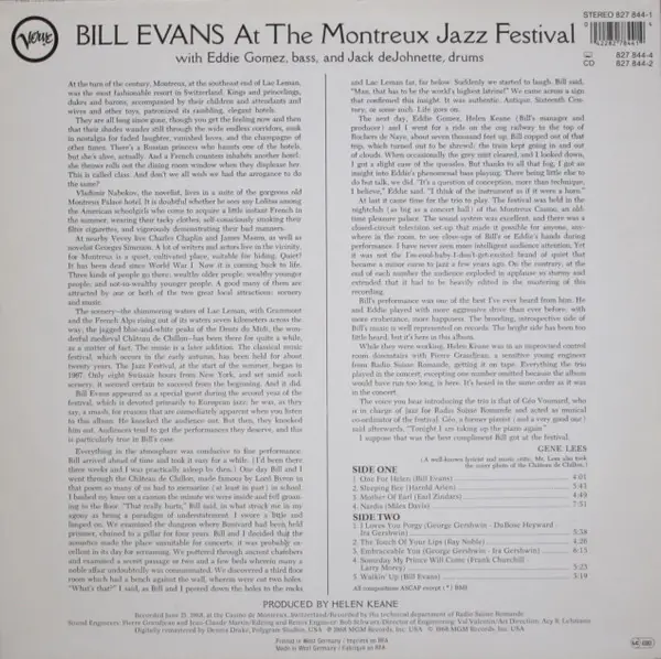 Bill Evans - At The Montreux Jazz Festival 뒷면