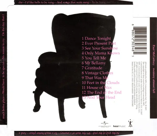Paul McCartney - Memory Almost Full 뒷면