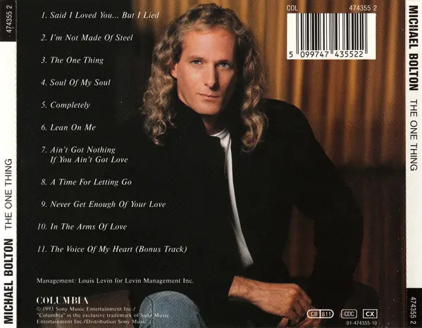 Michael Bolton - The One Thing 뒷면