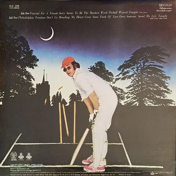 Elton John - Greatest Hits Volume II 뒷면