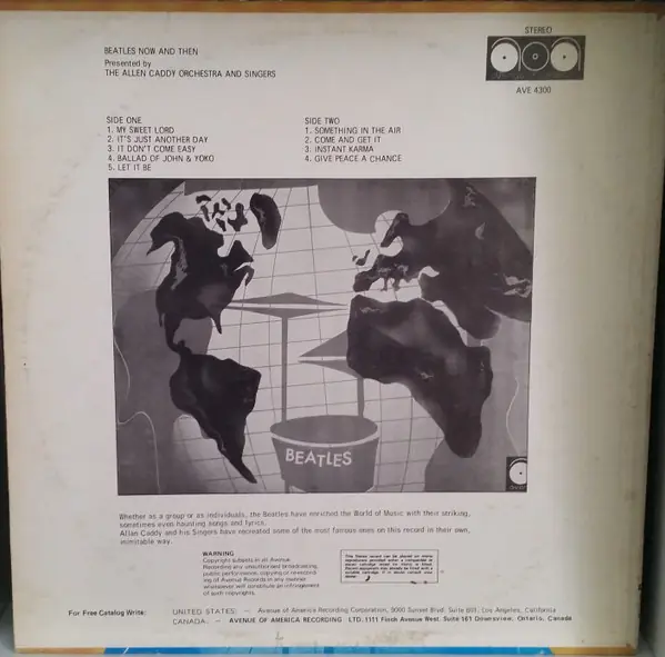 Alan Caddy Orchestra & Singers - The Beatles Songbook - The Beatles Now And Then 뒷면