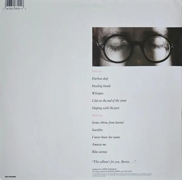 Elton John - Sleeping With The Past 뒷면