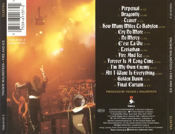 Yngwie Malmsteen - Fire & Ice 뒷면