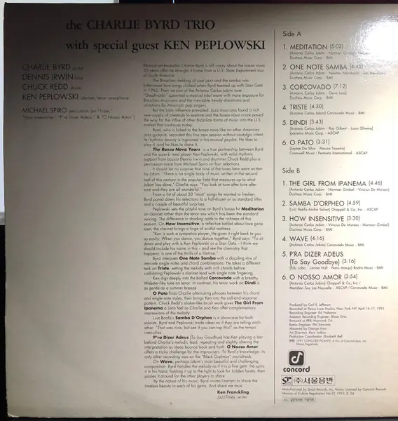 Charlie Byrd Trio / Ken Peplowski - The Bossa Nova Years 뒷면