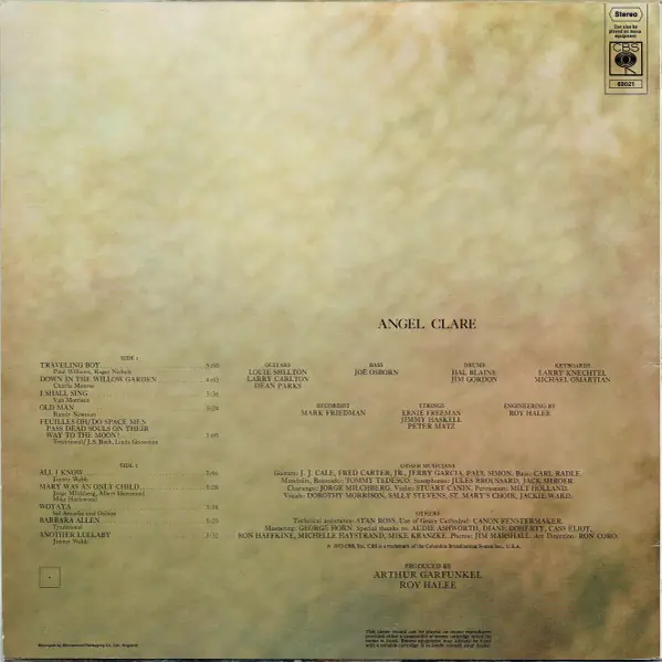 Art Garfunkel - Angel Clare 뒷면
