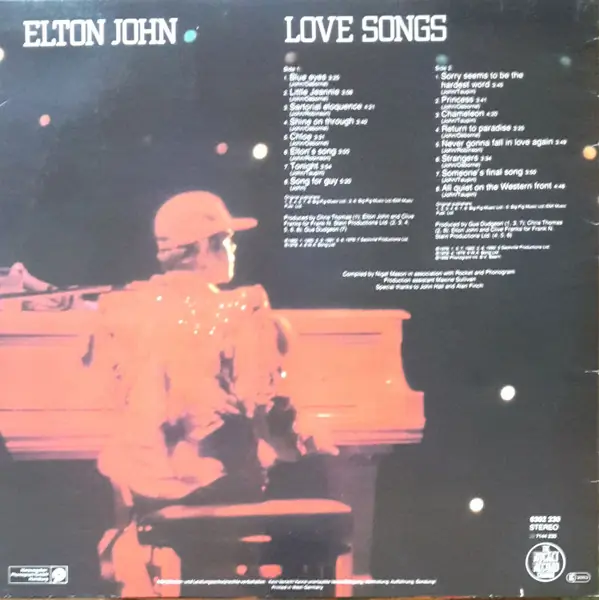 Elton John - Love Songs 뒷면