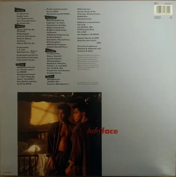 Babyface - Tender Lover 뒷면