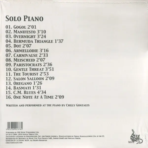 Chilly Gonzales - Solo Piano 뒷면
