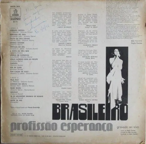 Clara Nunes / Paulo Gracindo - Brasileiro Profissão Esperança 뒷면