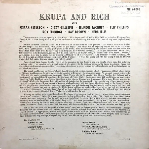 Gene Krupa / Buddy Rich - Krupa And Rich 뒷면