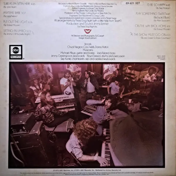 Three Dog Night - Hard Labor 뒷면