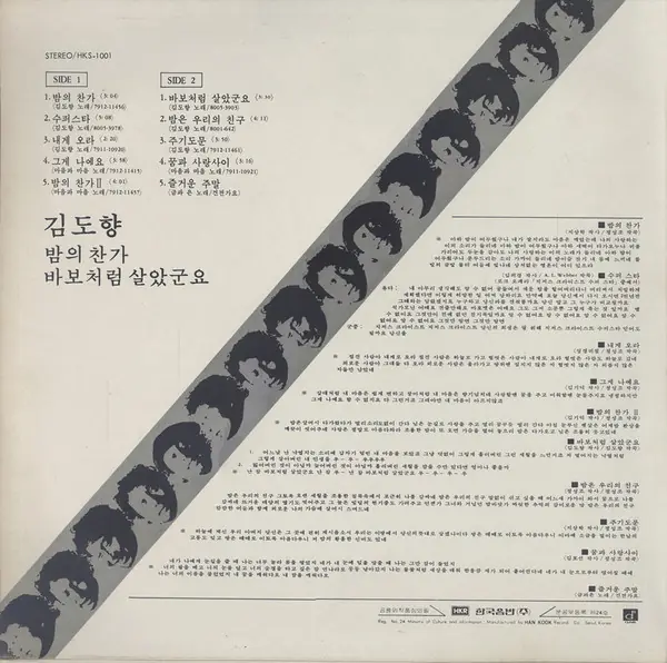 김도향 -  밤의 찬가 / 바보처럼 살았군요  뒷면