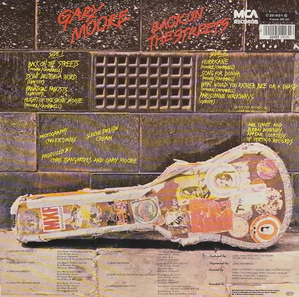 Gary Moore - Back On The Streets 뒷면