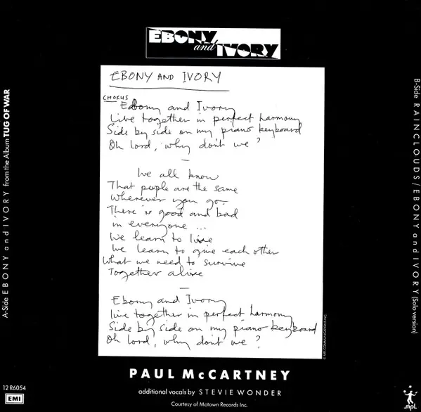Paul McCartney - Ebony And Ivory 뒷면