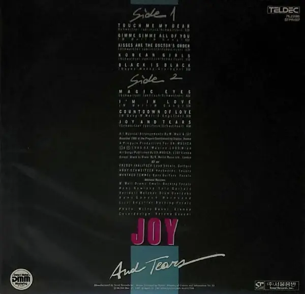 Joy - Joy And Tears 뒷면