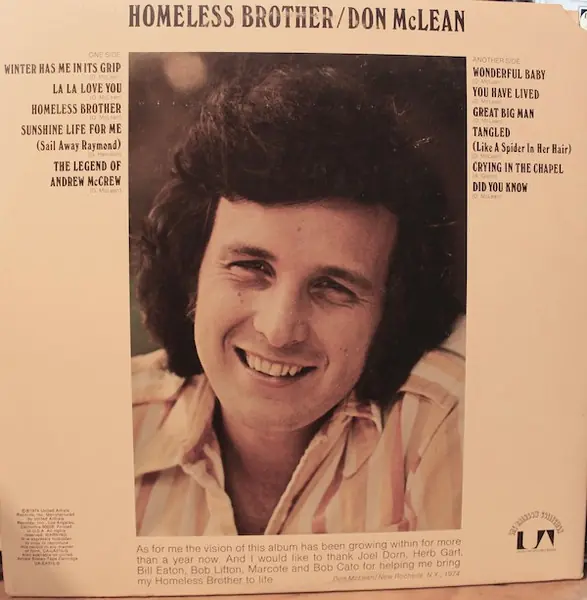 Don McLean - Homeless Brother 뒷면