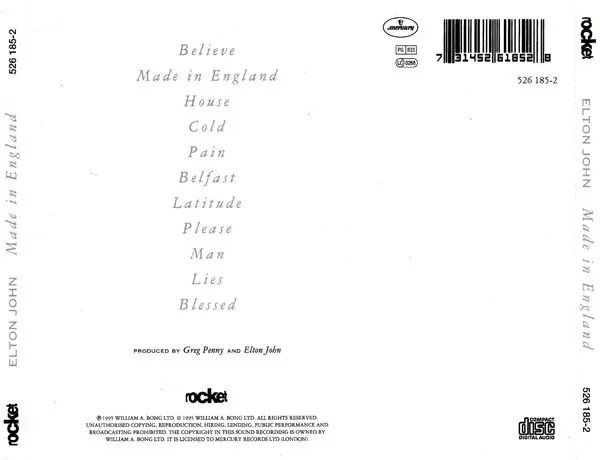 Elton John - Made In England 뒷면