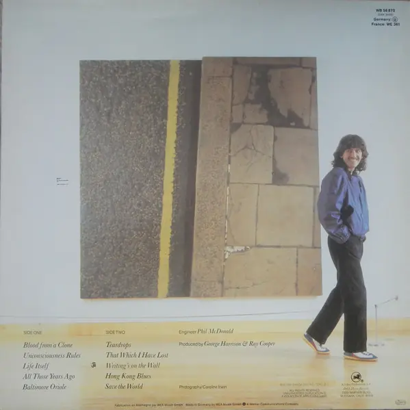 George Harrison - Somewhere In England 뒷면