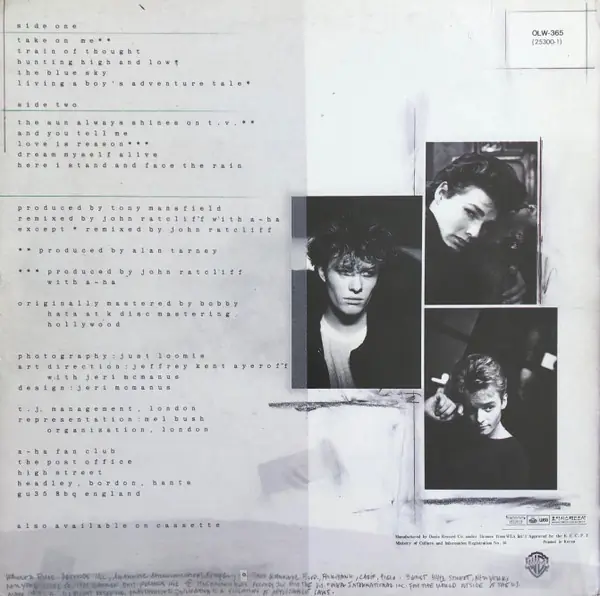 a-ha - Hunting High And Low 뒷면