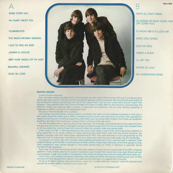 The Beatles - Beautiful Dreamer 뒷면