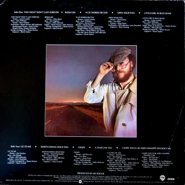 Bill LaBounty - This Night Won't Last Forever 뒷면
