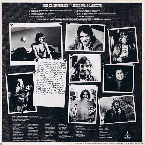 Kris Kristofferson - Jesus Was A Capricorn 뒷면