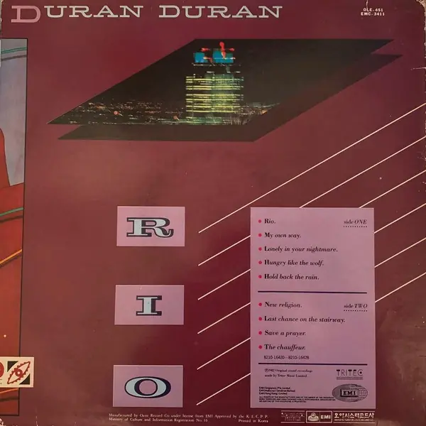 Duran Duran - Rio 뒷면
