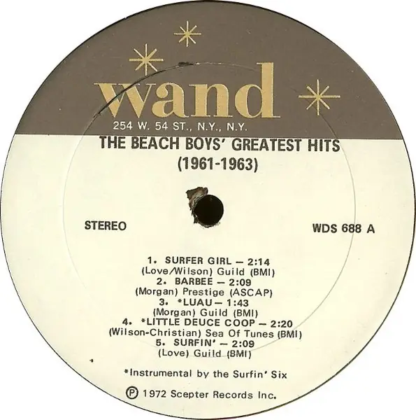 The Beach Boys / The Surfin' Six - The Beach Boys' Greatest Hits (1961-1963) 뒷면
