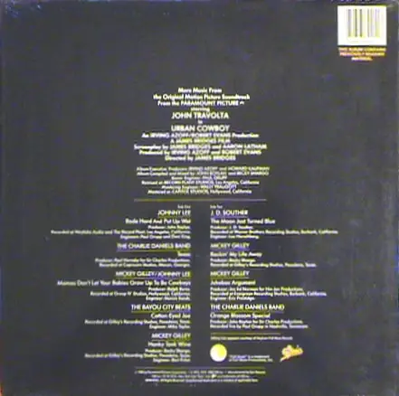Various - Urban Cowboy II (More Music From The Original Motion Picture Soundtrack) 뒷면