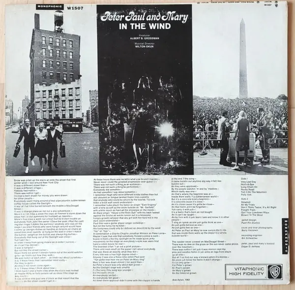 Peter, Paul & Mary - In The Wind 뒷면