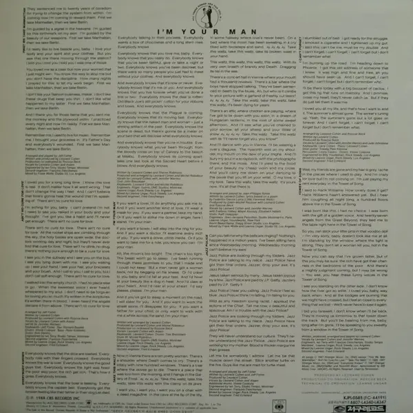 Leonard Cohen - I'm Your Man 뒷면