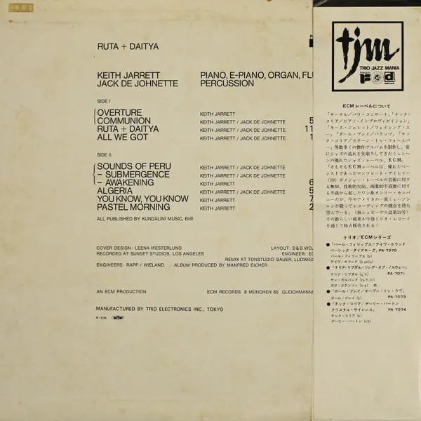 Keith Jarrett / Jack DeJohnette - Ruta And Daitya 뒷면