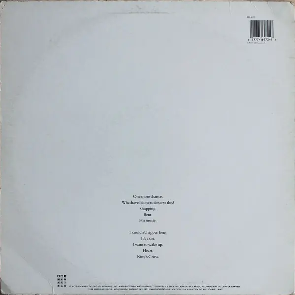 Pet Shop Boys - Actually 뒷면