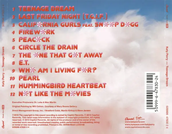 Katy Perry - Teenage Dream 뒷면