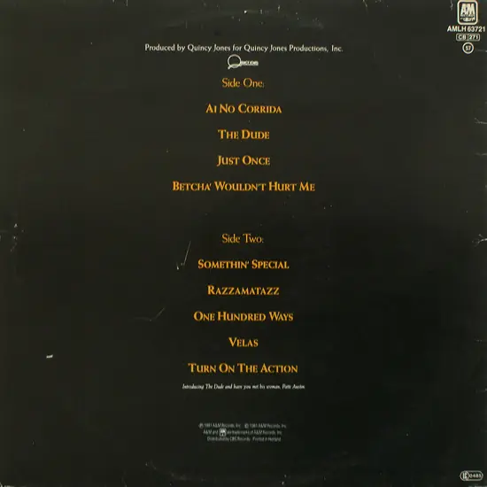 Quincy Jones - The Dude 뒷면