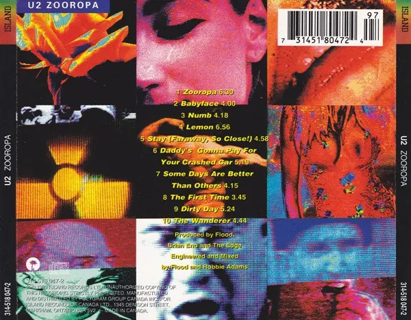 U2 - Zooropa 뒷면