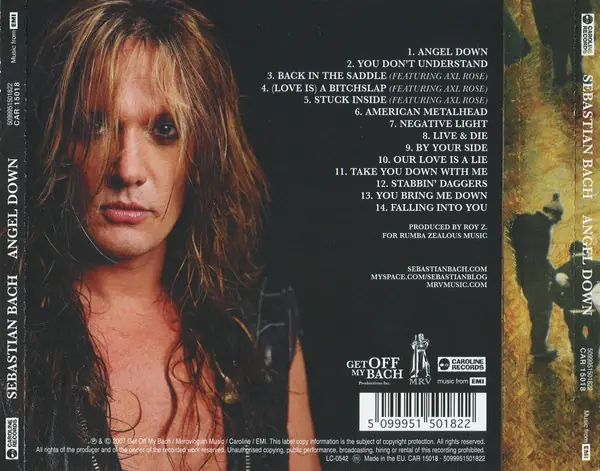 Sebastian Bach - Angel Down 뒷면