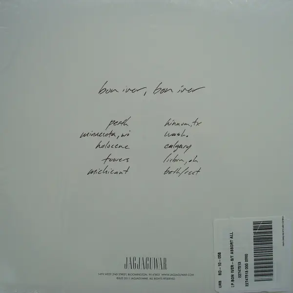 Bon Iver - Bon Iver, Bon Iver 뒷면