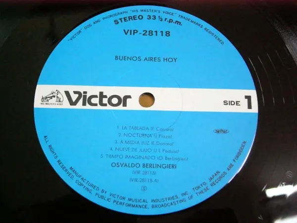 Osvaldo Berlingieri - Buenos Aires Hoy = アルゼンチン・タンゴの魅力 뒷면