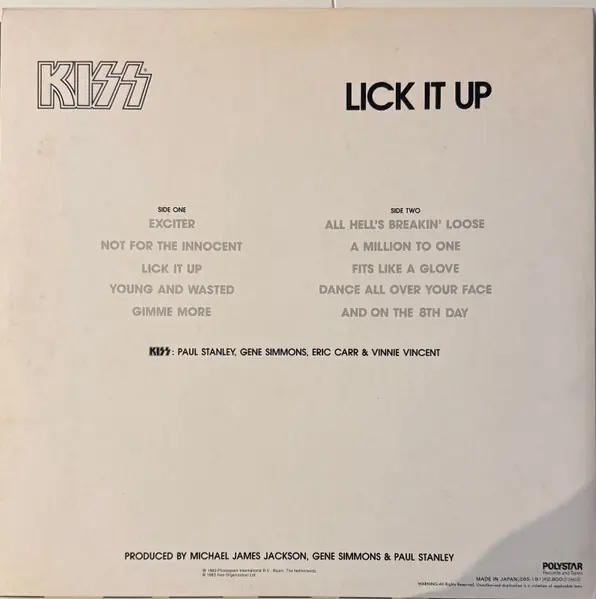 Kiss - Lick It Up 뒷면