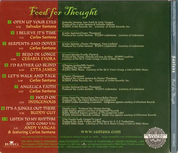 Santana - Food For Thought 뒷면