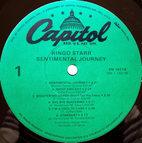 Ringo Starr - Sentimental Journey 뒷면