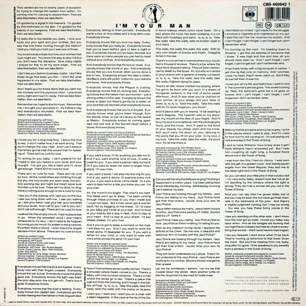 Leonard Cohen - I'm Your Man 뒷면