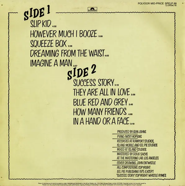 The Who - The Who By Numbers 뒷면