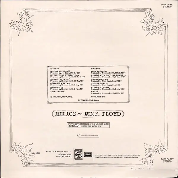 Pink Floyd - Relics 뒷면