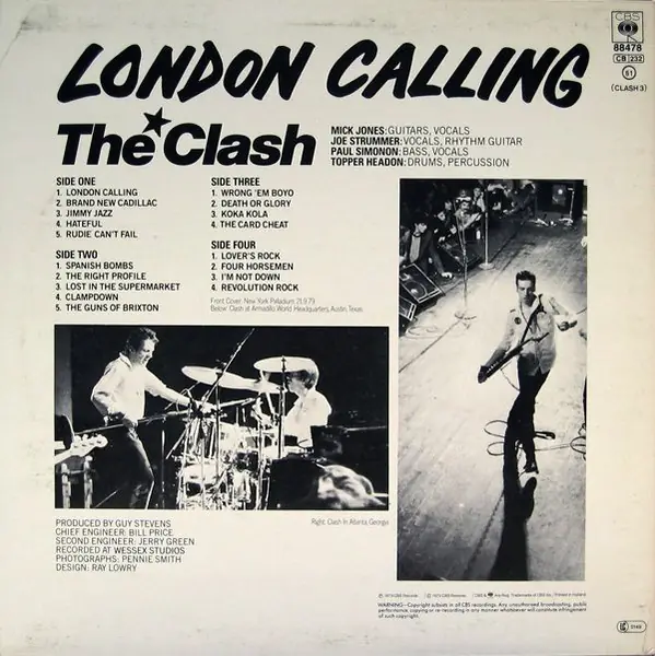 The Clash - London Calling 뒷면
